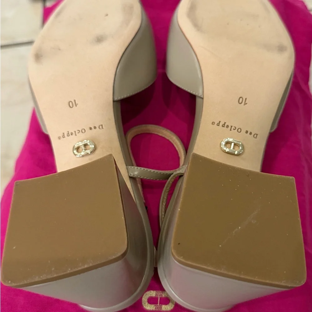 Elegant Beige and Silver Women's Slingback Heels - Picture 3 of 5